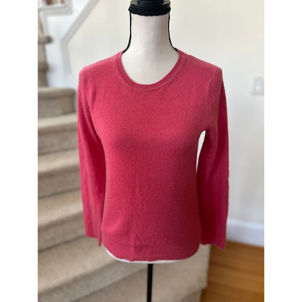 Tahari Hot Pink Cashmere Crewneck Long Sleeve Sweater